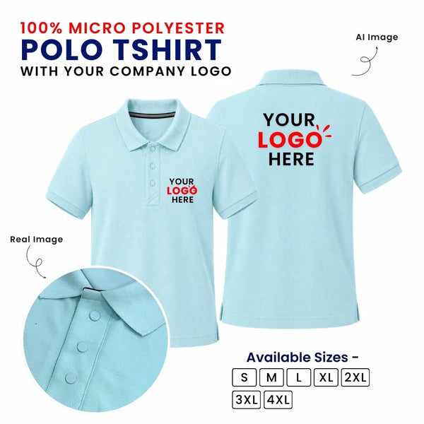 Customized 100% Micro Polyester Polo T-Shirt With Your Company Logo | Order Logo Printed Tees | My Print Warriors - Image 1