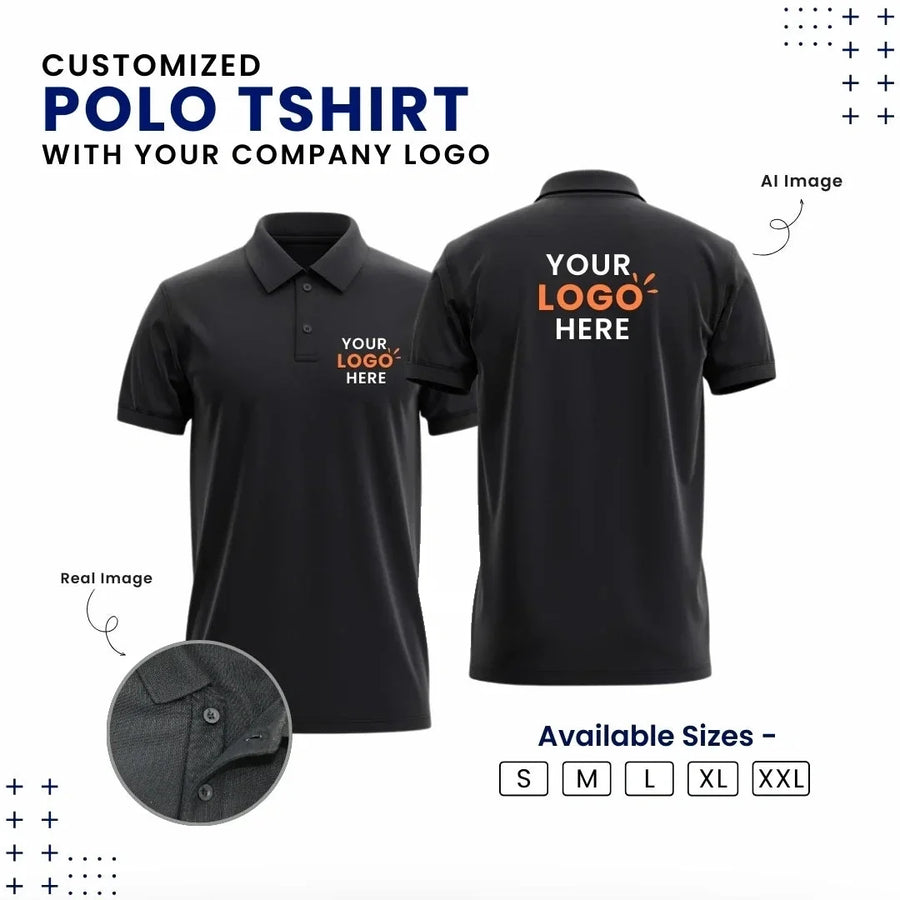 Customized Polo T-Shirt With Your Company Logo | Order Logo Printed Tees | My Print Warriors - Black to Orange - Image 1