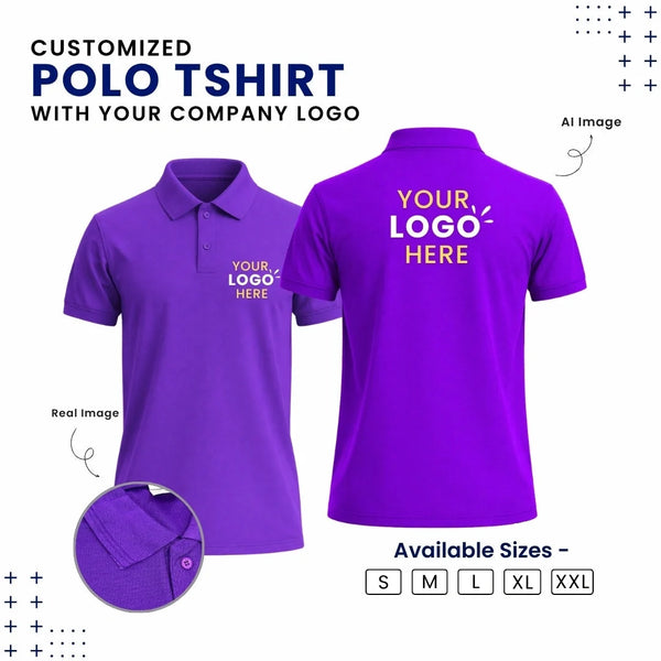 Customized Polo T-Shirt With Your Company Logo | Order Logo Printed Tees | My Print Warriors - Purple to Green - Image 1
