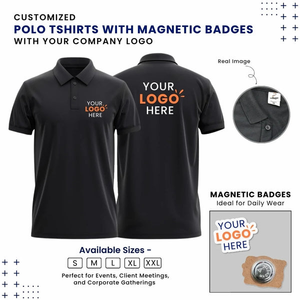 Customized Polo T-Shirt With Logo Cutout Badge | With Your Company Logo | My Print Warriors - Image 1