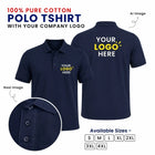 Customized 100% Pure Cotton Polo T-Shirt With Your Company Logo | Order Logo Printed Tees | My Print Warriors - Navy to Turquoise Blue - Image 2