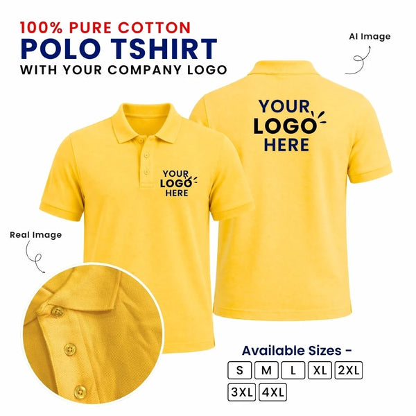 Customized 100% Pure Cotton Polo T-Shirt With Your Company Logo | Order Logo Printed Tees | My Print Warriors - Navy to Turquoise Blue - Image 9
