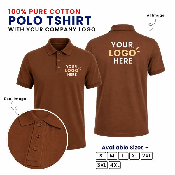Customized 100% Pure Cotton Polo T-Shirt With Your Company Logo | Order Logo Printed Tees | My Print Warriors - Military Green to Chestnut - Image 10