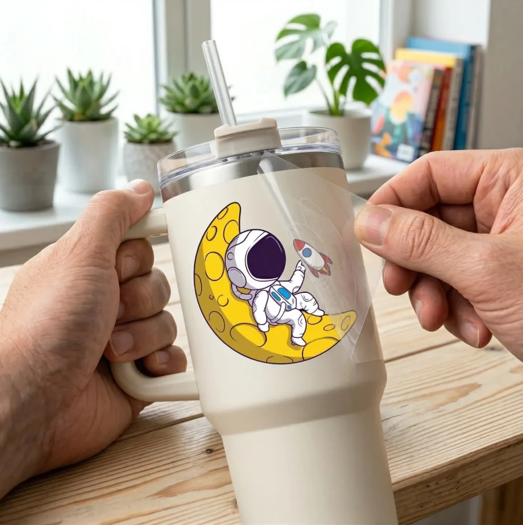 Cheetah-DTF-UV-DTF-Sticker-on-water-sipper